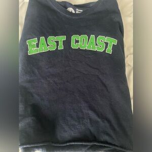 navy blue cropped tee shirt